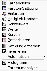 Das Untermenü Farben